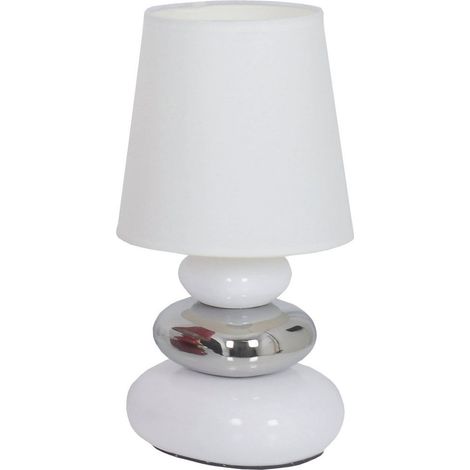 Lampe de Table en Céramique Blanche Design Rétro et Rustique pour Chambre et Salon Hauteur 31 cm E14 - PANGIVO (1/5)