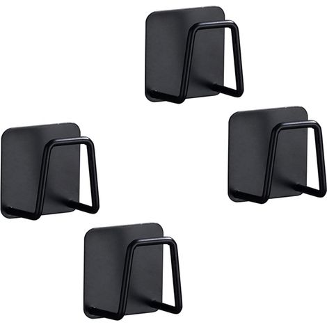 4PCS Self Adhesive Stainless Steel Sponge Holder Kitchen Sink Sponge Holder for Brush Dishcloth Black (1/4)