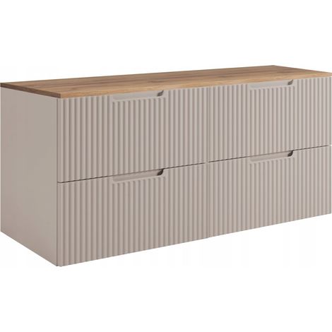 Meuble de Salle de Bain 160 cm - Kaschmir - Fronts Rainurés - Design Moderne et Pratique (1/5)