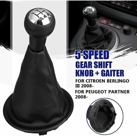 Pommeau de levier de vitesse 5 vitesses + soufflet - Pour Citroën III - Pour Peugeot Partner 2008-2021 (1/4)