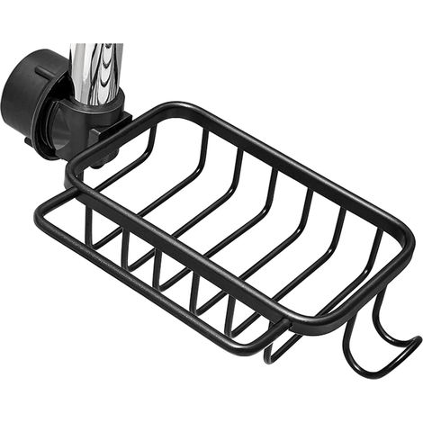Schwarzer Duschhalter, 26 x 14 x 4,3 cm, 1 Stück, Handtuchhalter aus Aluminium, kein Bohren erforderlich, Seifenschale, Abflusskorb für die Küche (1/5)