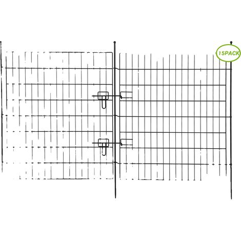 Clôture de jardin, métal durable, installation facile, 15Pcs 29x32in - 1 Porte (1/2)