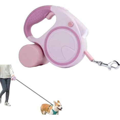 Guinzaglio per cani con torcia, divisorio, retrattile, lungo 5 metri, per passeggiate sicure e comode con il tuo animale domestico, per cani di piccola taglia (1/5)
