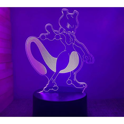Lampe de chevet 3D Pokémon Anime USB avec télécommande tactile, cadeau créatif, GG Noir, 7 couleurs (1/2)