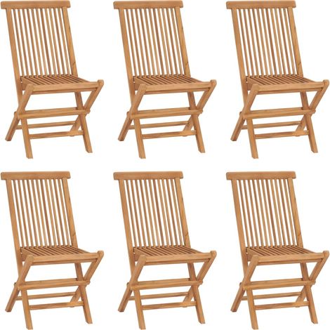 Klappbare Gartenstühle 6 Stk. Massivholz Teak