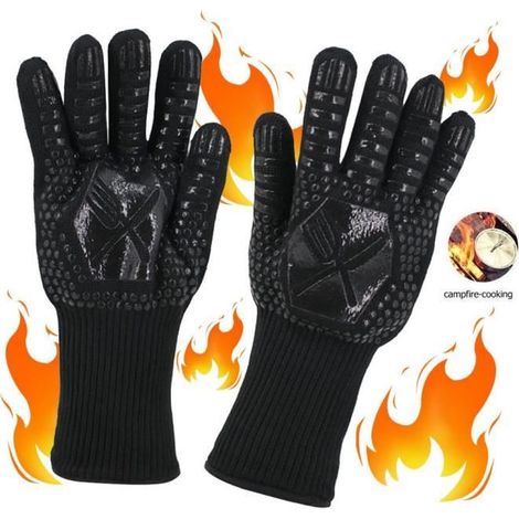 Antirutsch-Silikon-Küchenhandschuhe – Hitzebeständig – 32 cm – 2 Stück – Schwarz