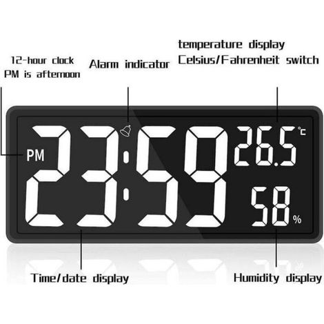 Horloge Murale Numerique - Affichage LED Grand Chiffre - Mode Nuit Automatique - USB Rechargeable - 1 Piece (1/4)