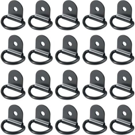 20 pièces Anneaux D'arrimage,Anneaux d'arrimage,Anneau Arrimage Iron,remorque d'anneau Montage d, Anneau d arrimage Rond pour Pliable avec Verrouillage de Charge dans Les Voitures(36 x 25 mm, Noir) (1/5)