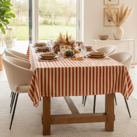 Abwaschbare Trapeztischdecke, 100% Polyester, Knitterfrei, Made in Italy, Rechteckig, 320x140 cm, Orange (1/5)