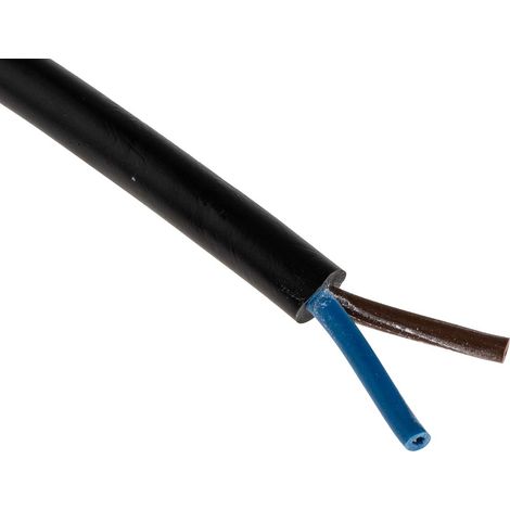 Câble d'alimentation RS PRO 2x1 mm², gaine PVC Noir, 100m ( Prix pour Bobine de 100 Mètres )