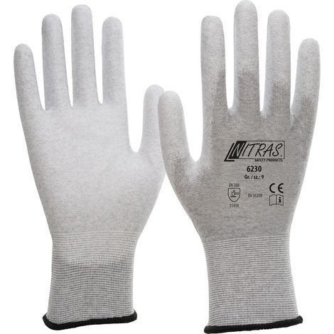 Nitras Guanti ESD 6230, antistatici e compatibili con touch screen (10/XXL)