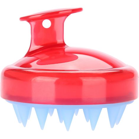 Peigne brosse massant rouge pour cuir chevelu, massage douche bain lavage cheveux avec silicone, outil de soin capillaire. (1/5)
