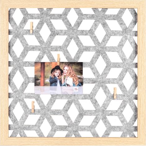 cadre photo bois naturel mémo board avec 3 clips 40 x 40 cm YI440H (1/2)