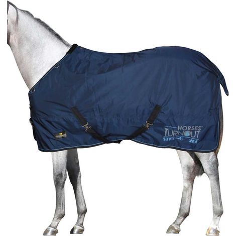 128 cm, Blu: Coperta da paddock impermeabile imbottitura 200 g e tessuto esterno 1000 denari modello Turnout Strong