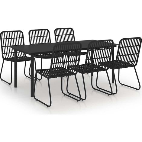 Maison Exclusive - 7-tlg. Garten-Essgruppe Poly Rattan und Glas (1/5)