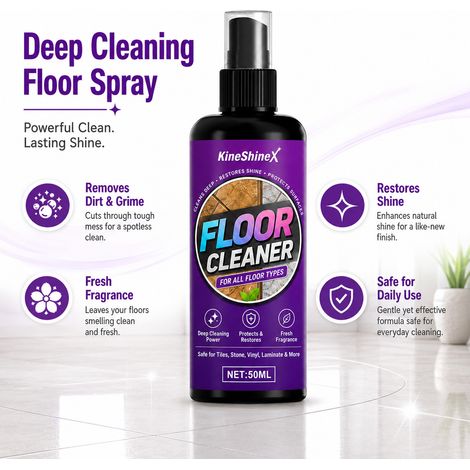 KineShineX Multi-Function Floor Cleaning Spray powerfully removes stains and brightens floors, suitable for tile and wood floors. (1/4)