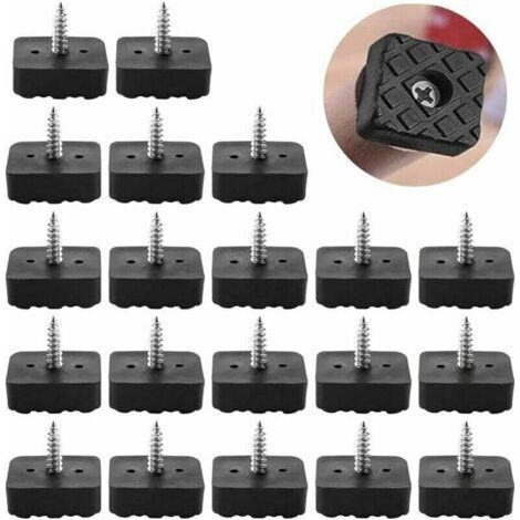 22 x 22 mm – Schwarz – 20 Stück Gummi-Stuhlgleiter, rutschfeste Stuhlbeinschoner, anschraubbare Antirutschpads, geräuschdämpfende Stuhlbeingleiter, quadratische Stuhlbeingleiter (1/5)