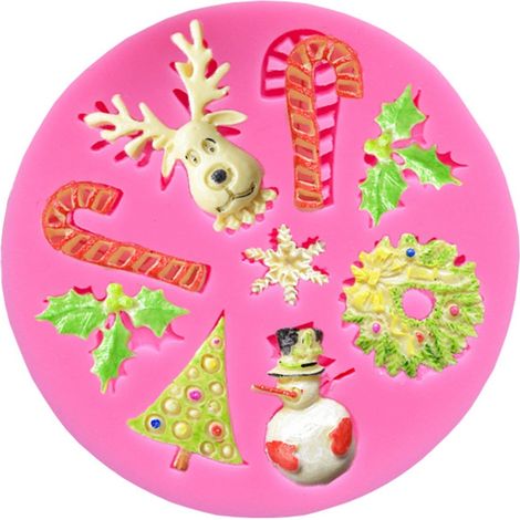 Moule en silicone de Noël pour pâtisserie DIY - Moule multiple décoratif pour gâteau, fondant, chocolat (18) (1/4)