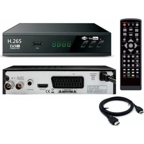 Ecleanfy - Récepteur TV numérique DVB-T2 HEVC 265, décodeur HD 1080p DVB-T2 265, récepteur TV terrestre USB, paramètres EPG (1/5)