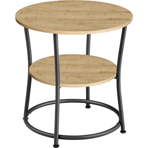 Tavolino da caffè circolare Oskar in rovere e metallo (1/5)