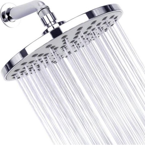 Pommeau de douche encastré - - Rond - Chromé - 20 cm - Effet pluie - Installation au plafond - Nettoyage facile (1/5)