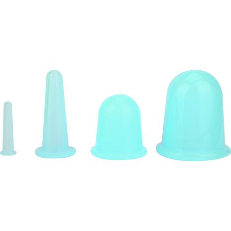 Lot de 4 ventouses massage visage vertes - soin lifting fermeté cupping facial appareil thérapie (1/5)