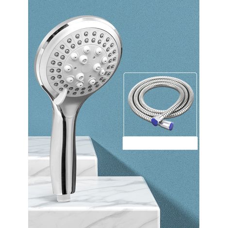 Duschkopf + 1,5 m Schlauch, Edelstahl-Duschkopf mit 5 wassersparenden Hochdruckmodi – Chrom (1/5)