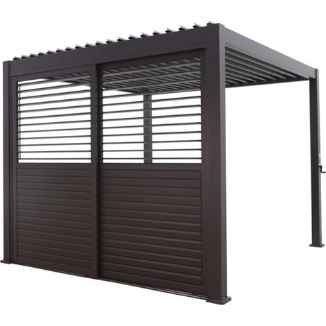 set 2 pareti scorrevoli per pergola bioclimatica eurogarden "atena" in alluminio antracite lato 3 mt