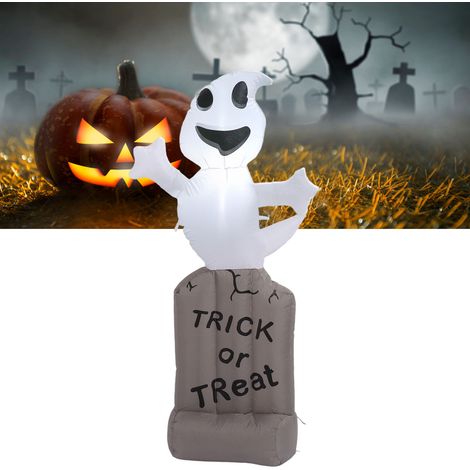Aufblasbare, weiße Geisterfigur (1,5 m) für Halloween, wasserdicht (IP44), mit Gebläse und LED-Beleuchtung, ideal für Geisterpartys oder die Terrasse. Europäischer Standard 220–240 V. (1/5)