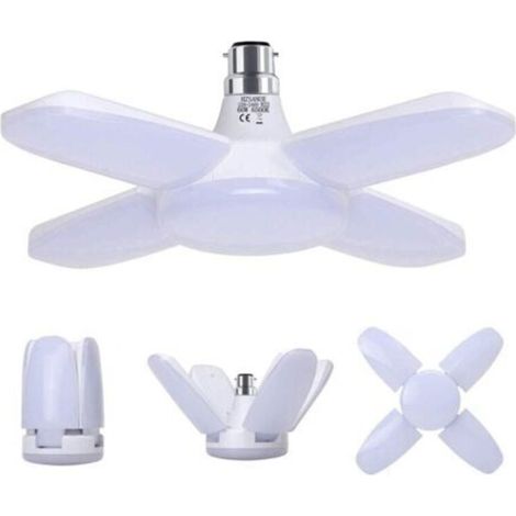 Garage Lamp B22 60W, Cold White Workshop Lamp 6500K 6800Lm, Deformable with 4 Adjustable Panels, LED Ceiling Lighting, for Garages (1/5)