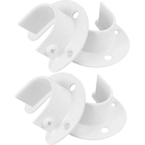 4pcs 32mm Rod Bracket for Wardrobe Rod & Curtain Rod Support 5.80X5.30X2.20CM Blanc (1/5)