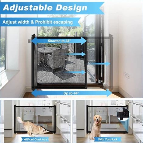 Barrière pour chien QD, barrière d'escalier, barrière pour animaux réglable sans perçage pour portes, barrière de sécurité portable pour chiots, extensible jusqu'à 72 x 180 cm