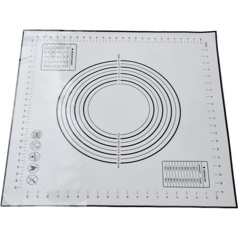 Tapis de cuisson en silicone 60 x 60 cm, tapis à fondant gradué pour étaler la pâte, noir (1/5)