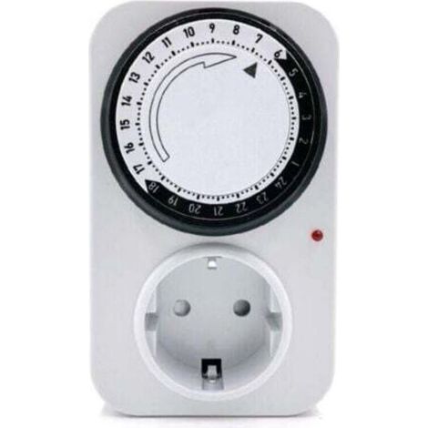 Programmateur journalier mécanique 4000 W – 16 A, indicateur lumineux blanc, dimensions 120 × 85 × 72 mm (1/5)