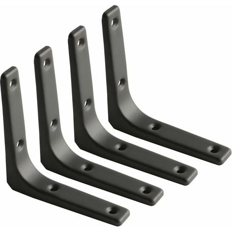 Wandregalhalterung, mattschwarzes Metall, dekoratives Küchenregal, robust, 100 mm x 100 mm, 4er-Set - AquaForge