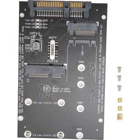 Adaptateur M.2 vers SATA, carte convertisseur PCB MSATA pour disque dur, transmission rapide, pratique pour ordinateur (1/5)