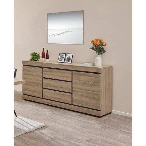Buffet/bahut contemporain 189 cm coloris chêne Yannick (1/5)