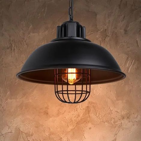 U-Do 1pcs Rétro Lustre Suspension E27 Luminaire Style Industrielle - Noir (1/4)