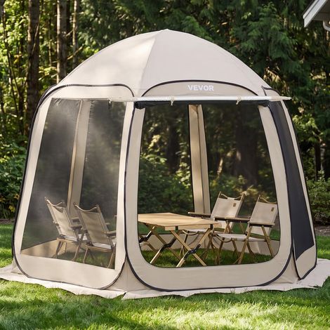 Tente Moustiquaire avec Auvent 303x265x230 cm Abri Moustiquaire Pop Up pour 4-8 Personnes Tente Pliante Portable pour Jardin Terrasse Cour Activités de Plein Air, avec Sac de Transport, Beige (1/5)