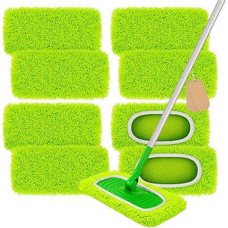 Lot 8 lingettes microfibre lavables, rechange nettoyage sols (1/4)