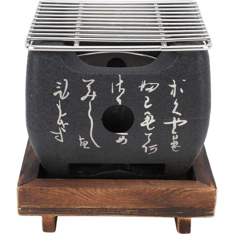 Poêle à charbon de bois à écriture japonaise, multifonctionnel, chauffage rapide, mini barbecue portable pour griller en famille, petit carré 4,7 x 4,3 pouces (1/5)