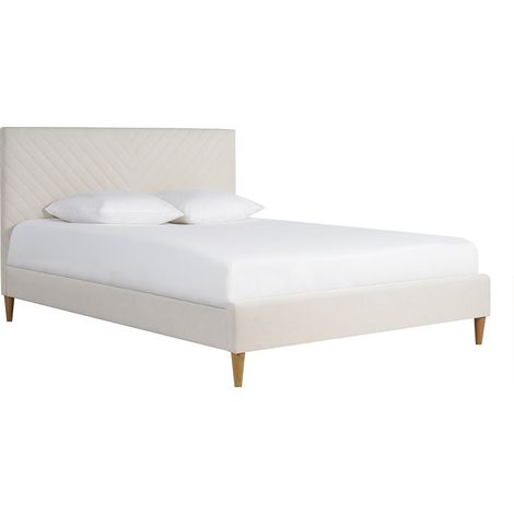 Letto matrimoniale 160x200 in tessuto beige SIDONIE