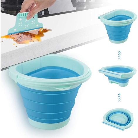 Eleganted Poubelle Cuisine Pliable Porte Kitchen Poubelle Murale Cuisine Can pour Voiture Bureau à Domicile, 4L (Bleu) (1/5)