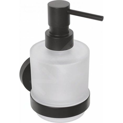 Sapho X-Round - Distributeur de savon avec support, verre mat / noir XR103B (1/2)