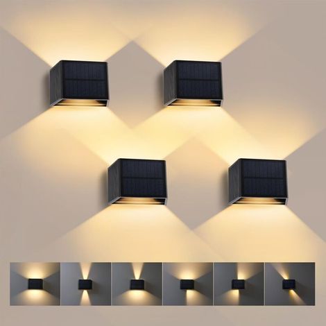 Set mit 4 LED-Außenwandleuchten, warmweißes 3000K Solarlicht, verstellbarer Abstrahlwinkel (240°), IP65 wasserdicht (1/5)