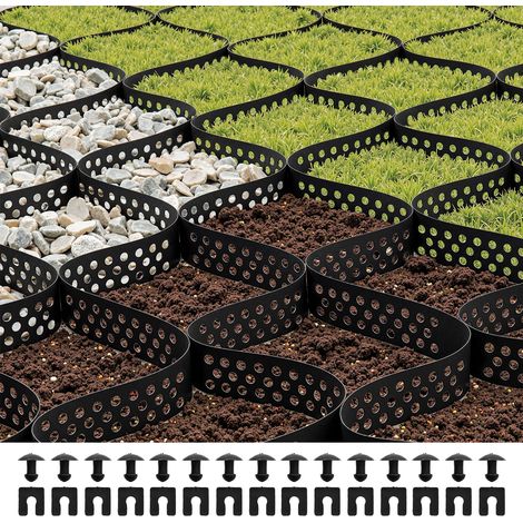 VEVOR Griglia di Ghiaia da Giardino Rete di Ghiaia Profondita 50 mm Spessore 1,5 mm 10000 x 3000 mm, Contenimento del Terreno Erboso, Griglia per Erbe Stabilizzazione, Giardino, Parco