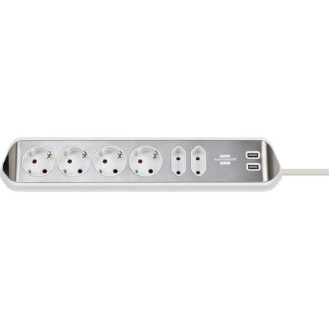 Brennenstuhl 1153590620 Tischsteckdose Silber, Weiß Schutzkontakt 1 St.
