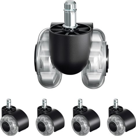 Hengda Set di 5 rotelle per sedie da ufficio 11 mm x 22 mm, rotelle per pavimenti duri fino a 125 kg, installazione semplice senza attrezzi (1/5)