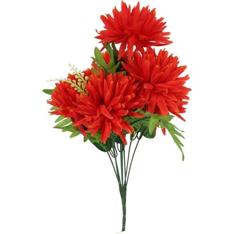 Bouquet di crisantemi arancioni con foglie di felce - Decorazione artificiale di alta qualità, 56 cm (1/2)