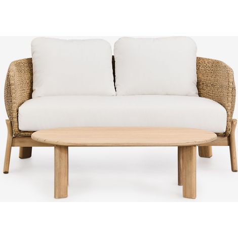 Ensemble de salon Leilan avec canapé 2 places et table basse en bois d'acacia et rotin SKLUM (1/5)